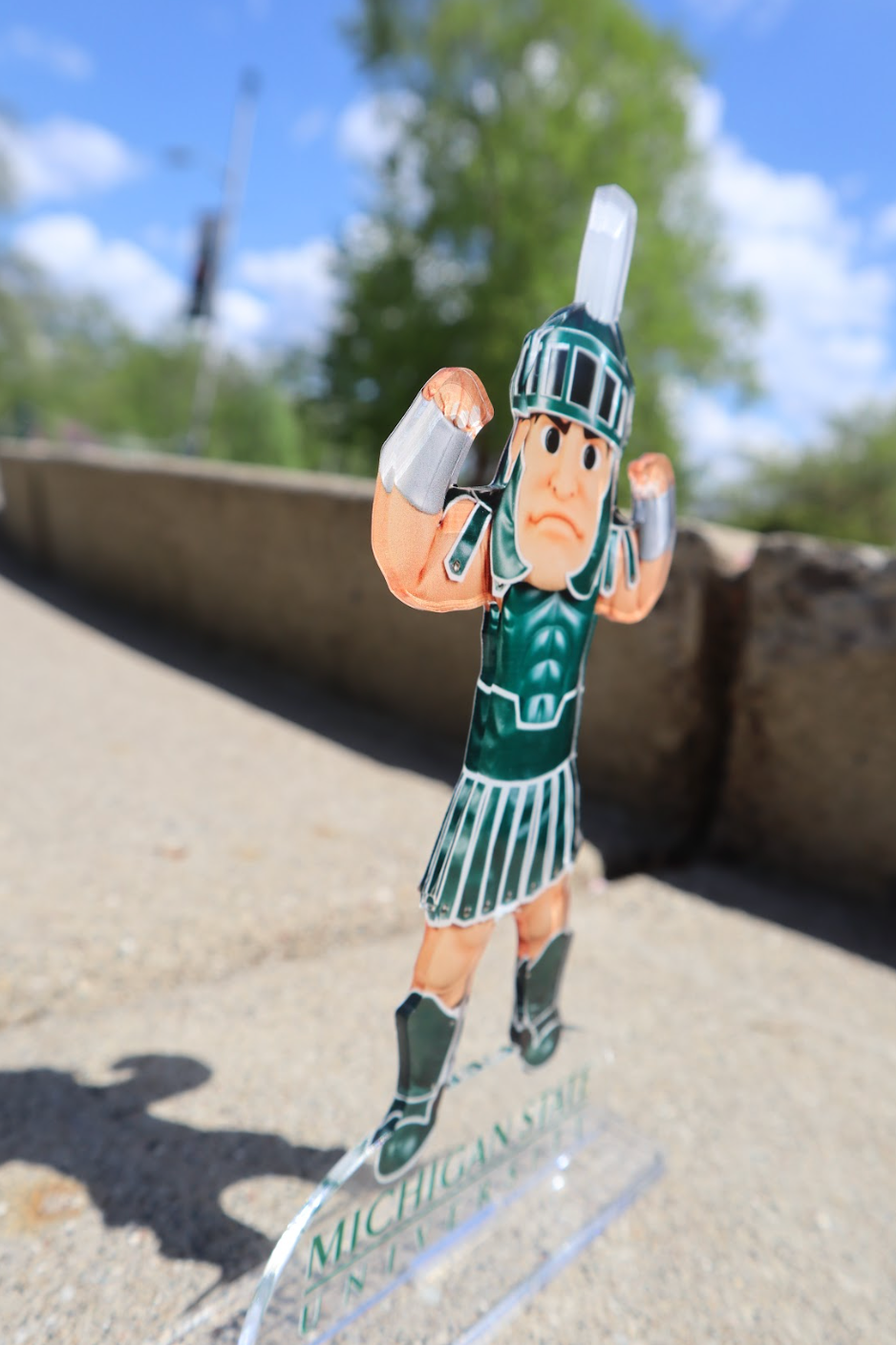 Sparty Flexing Muscles - Freestanding Bookshelf / Desktop Acrylic Accessory - Collegiate Licensed Product - MSU3