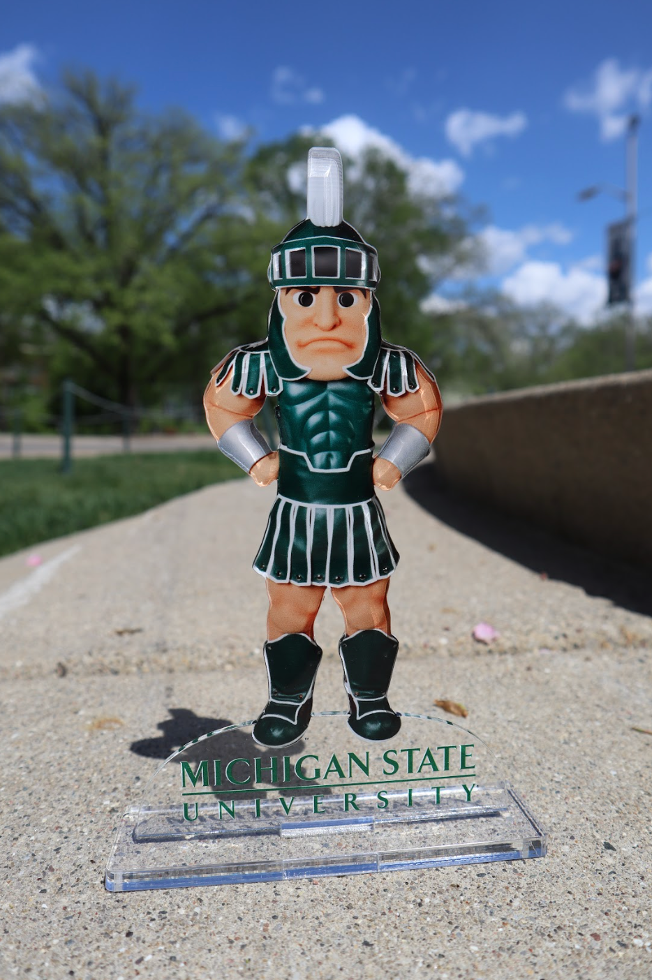 Game Face Sparty - Freestanding Bookshelf / Desktop Acrylic Accessory - Collegiate Licensed Product - MSU4