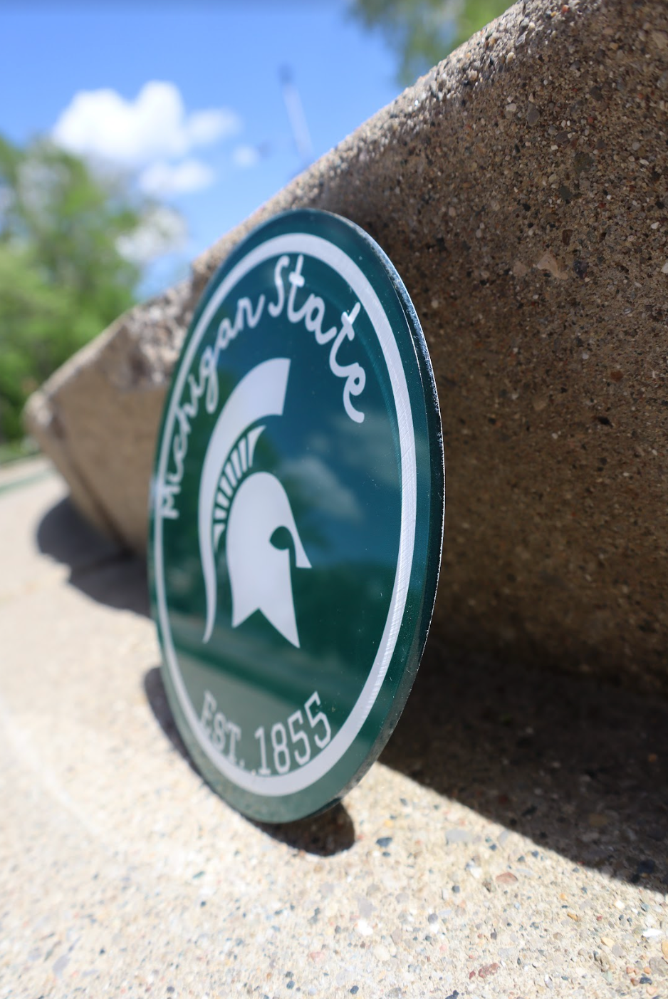 Spartan Helmet Est. 1855 Circle Poster - Stickable Acrylic Poster - Collegiate Licensed Product - MSU14