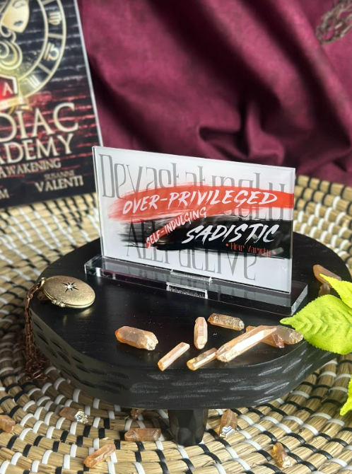 "Over-privileged, self-indulging, sadistic, devastatingly attractive, Heir variety" - Zodiac Academy - Freestanding Bookshelf / Desktop Acrylic Accessory - Officially licensed - D70