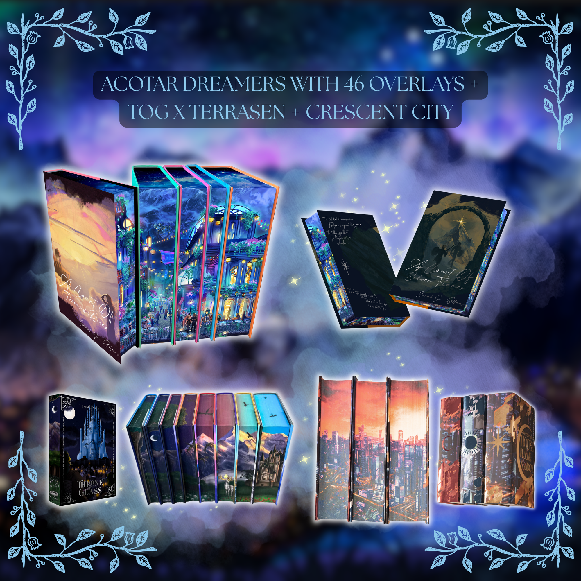 BLACK FRIDAY BUNDLE: TOG X TERRASEN and ACOTAR DREAMERS EDITION (INCLUDES 46 OVERLAYS) and CRESCENT CITY by Sarah J. Maas