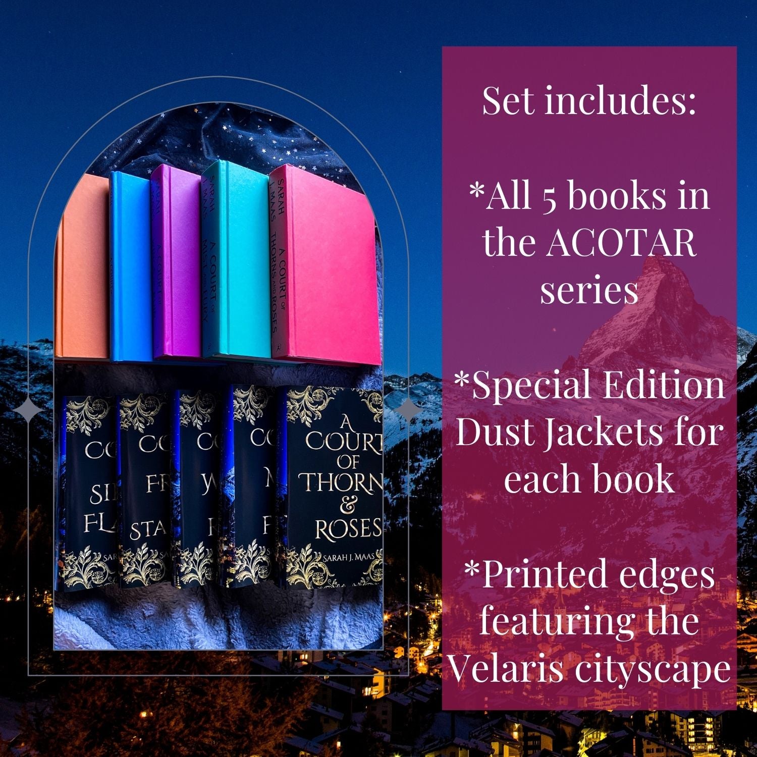 Velaris X ACOTAR Special Edition Book Box Set with Velaris Printed Pag –