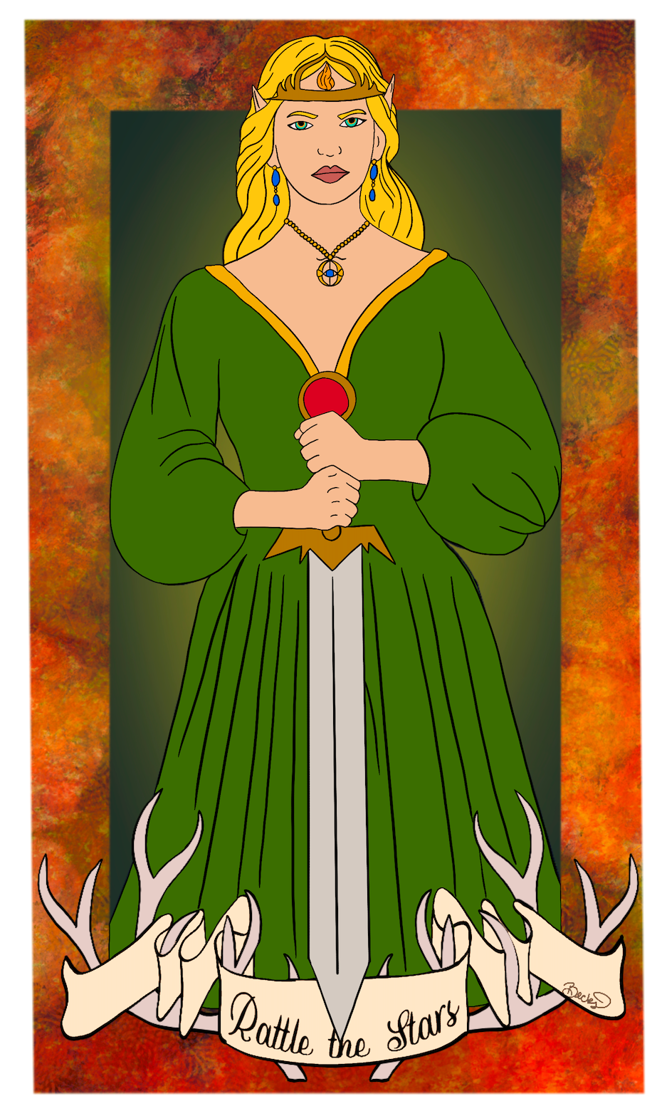 Aelin Galathynius Tarot - Fan Art by Becky Fuller - Throne of Glass Series - Stickable Acrylic Poster - Officially licensed by Sarah J. Maas - FA41